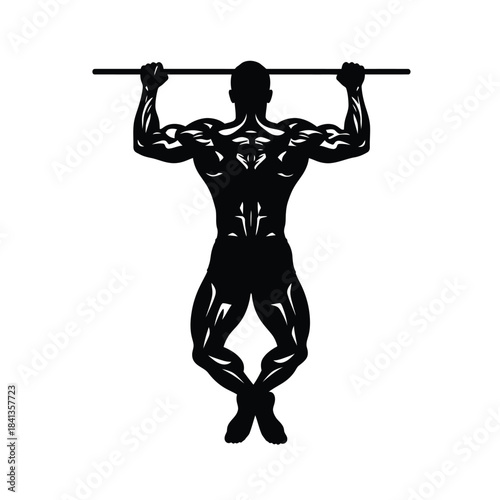 Muscular man doing pullups