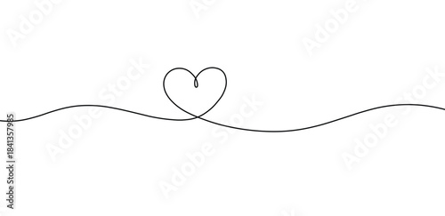 line with a heart shape in the middle, simple black and vector divider or separator element