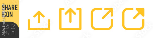 Export, share icon arrow symbol, external link icon open in new window or tab symbol. links sharing icons in line, outline, and solid styles