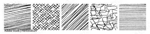 Set of monochrome hand-drawn crosshatch textures