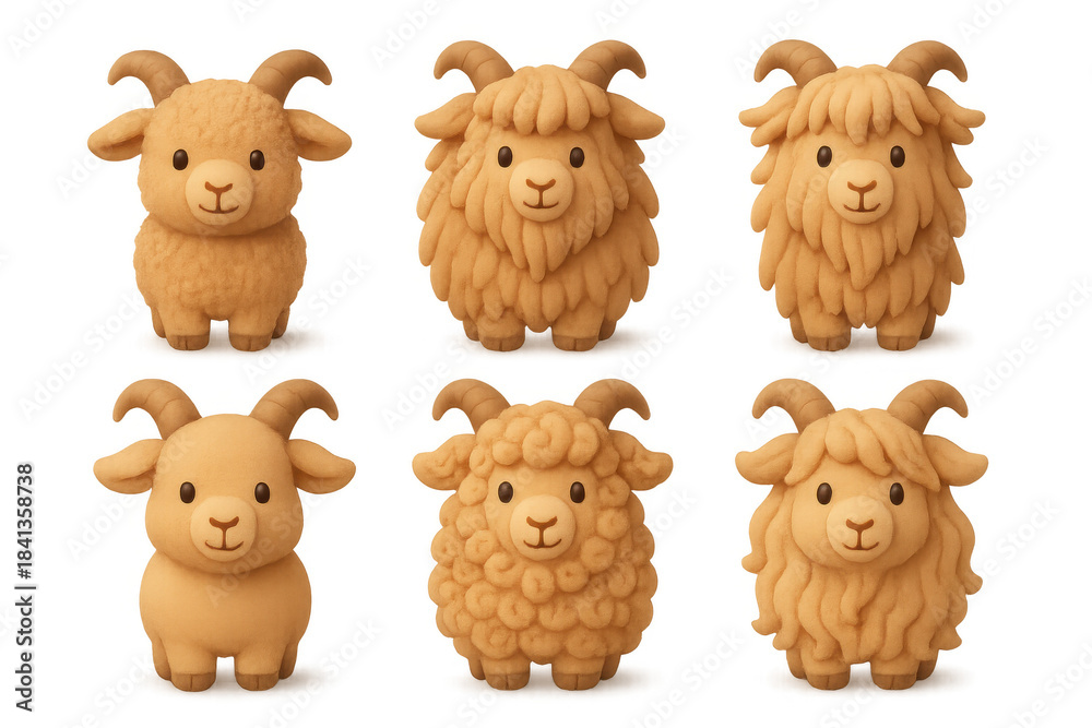 Fototapeta premium Cute cartoon goat icons collection for design projects and educational materials