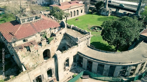 Leghorn, Italy. Aerial view of Fonte del Corallo, old thermal spring