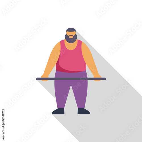 Bearded man exercising with weights, working on his fitness and health