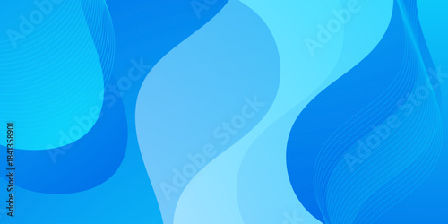 Abstract blue wave banner background with liquid shapes pattern element concept design. Cool papercut banner background.