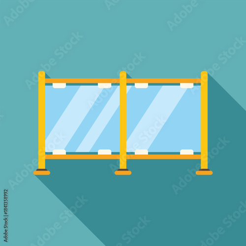 Modern glass partition separating rooms or areas, providing visual division and privacy