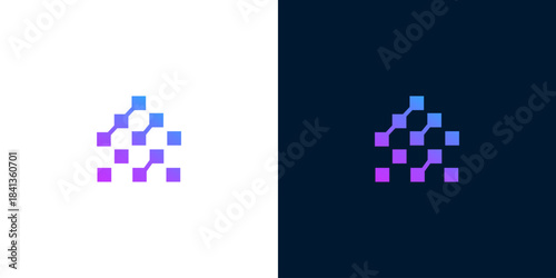 Abstract geometric digital network connection logo design