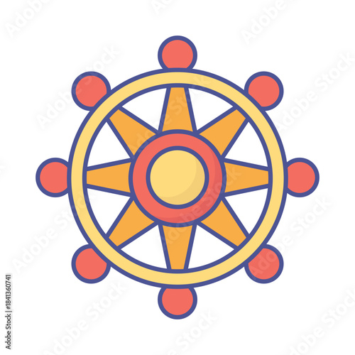Dharma Wheel Vector icon which can easily modify or edit