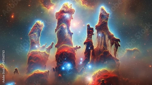Stunning Visuals of the Pillars of Creation: A Majestic Dance of Nebulae and Celestial Gas