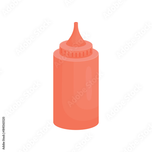 Ketchup in a bottle on a white background. Ketchup for fast food cafes. Kitchen elements.