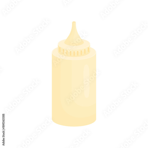 Mayonnaise in a bottle on a white background. Mayonnaise for fast food restaurants. Kitchen elements.