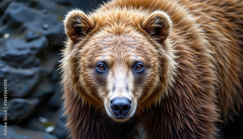 Obraz premium Majestic Brown Bear Amid Rocky Terrain
