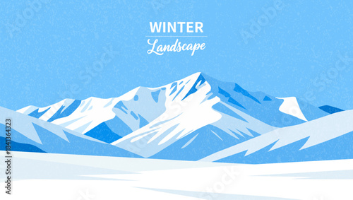 Winter vector illustrations of snow-capped mountains in winter, suitable for travel posters or seasonal promotional posters, and for designing media banners.
