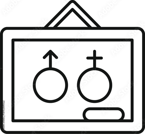 Blackboard displaying male and female gender symbols with a whiteboard eraser