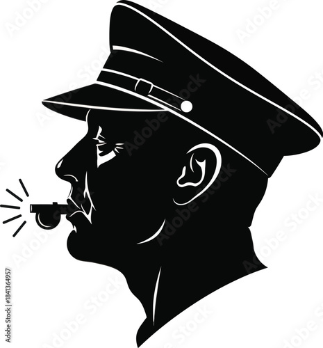 Vintage Man Smoking Pipe Silhouette Illustration