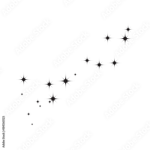 Random Firework Stars Scattered Across White Background