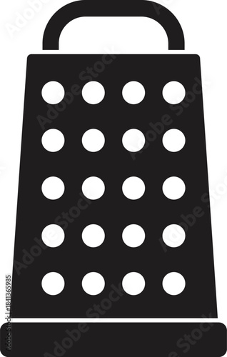 Simple black grater icon isolated on white background, symbolizing cooking and food preparation