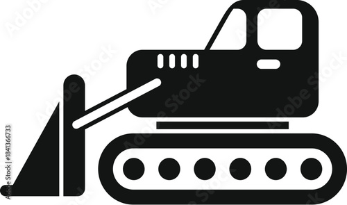 Simple icon of a bulldozer working on a construction project