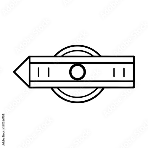 Outline icon of a precision level tool or plumb bob for construction and engineering