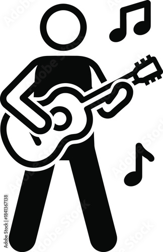 Guitar Player Music Performance Vector Icon