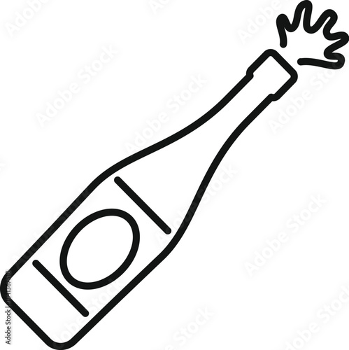 Champagne bottle with effervescence escaping, representing celebration and success