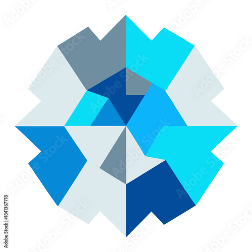 Irregular geometric shapes fitting together like puzzle pieces