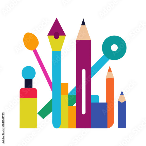 vector illustration of colorful pencils