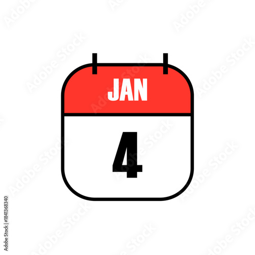 Red and white calendar icon showing January 4 in bold black font, commemorating World Braille Day, honoring Louis Braille and accessibility awareness worldwide