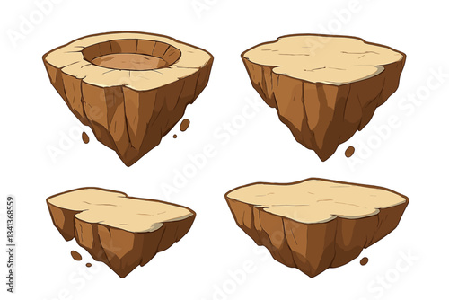 Stylized floating fantasy islands and rocky platforms game assets collection