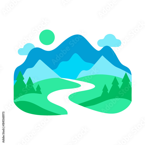  landscape contours in soothing blues and greens