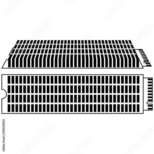 nvme heatsink icon vector drawing.