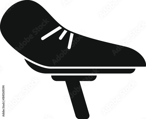 Bicycle saddle icon in black silhouette representing cycling, sport, and eco friendly transportation