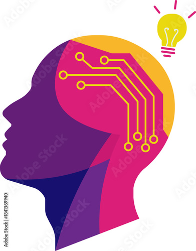 Silhouette of a woman with a blue gradient overlay, superimposed with a stock market candlestick chart