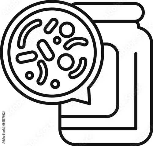 Jar containing microorganisms and beneficial bacteria, representing gut health and digestion