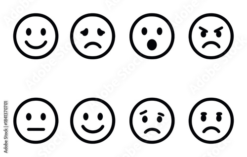 Set of various emotion icons on black background