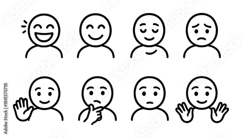 Set of cartoon faces illustrating various emotions