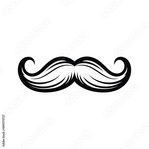Black handlebar mustache illustration isolated on