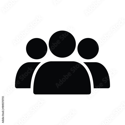Group of people icon, team symbol, users silhouette, social network concept