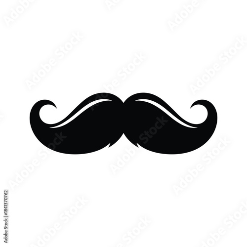 Black silhouette of a handlebar mustache isolated on