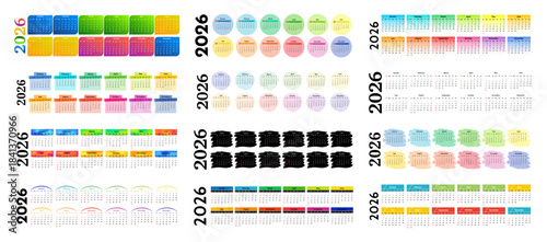 Calendar for 2026 isolated on a white background