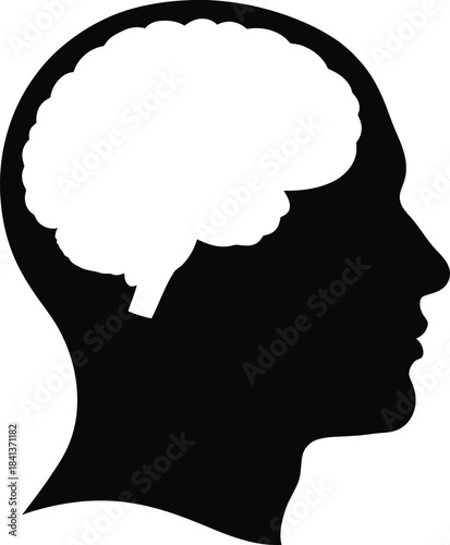 Human Head Silhouette With Brain Mind Concept Vector