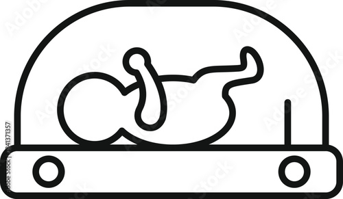 Baby lying inside an intensive care unit medical incubator, providing life support