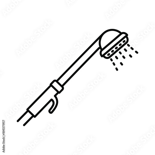 Long Handled Shower Spray Nozzle Garden Tool Outline