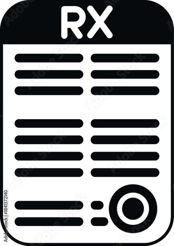 Medical prescription document showing information and the rx symbol for healthcare