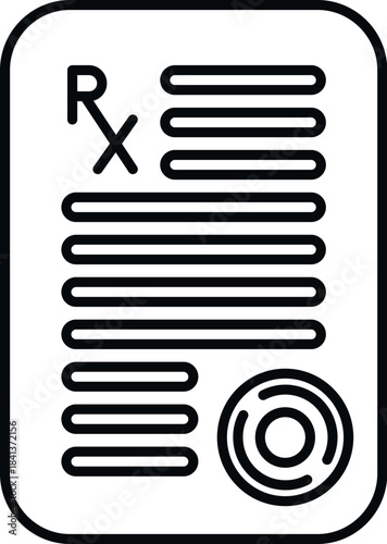 Medical prescription document showing rx symbol and notes for patient treatment