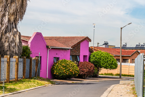 Εκτύπωση καμβά A view up a street with private houses in Langa Township, Cape Town, South Afric