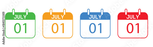 Calendar Icons Displaying July First Date, Planning and Scheduling Reminders