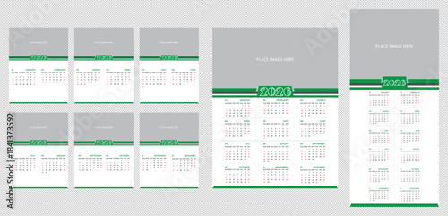 2026 Clean Wall Calendar twelve pages template with photo placement section