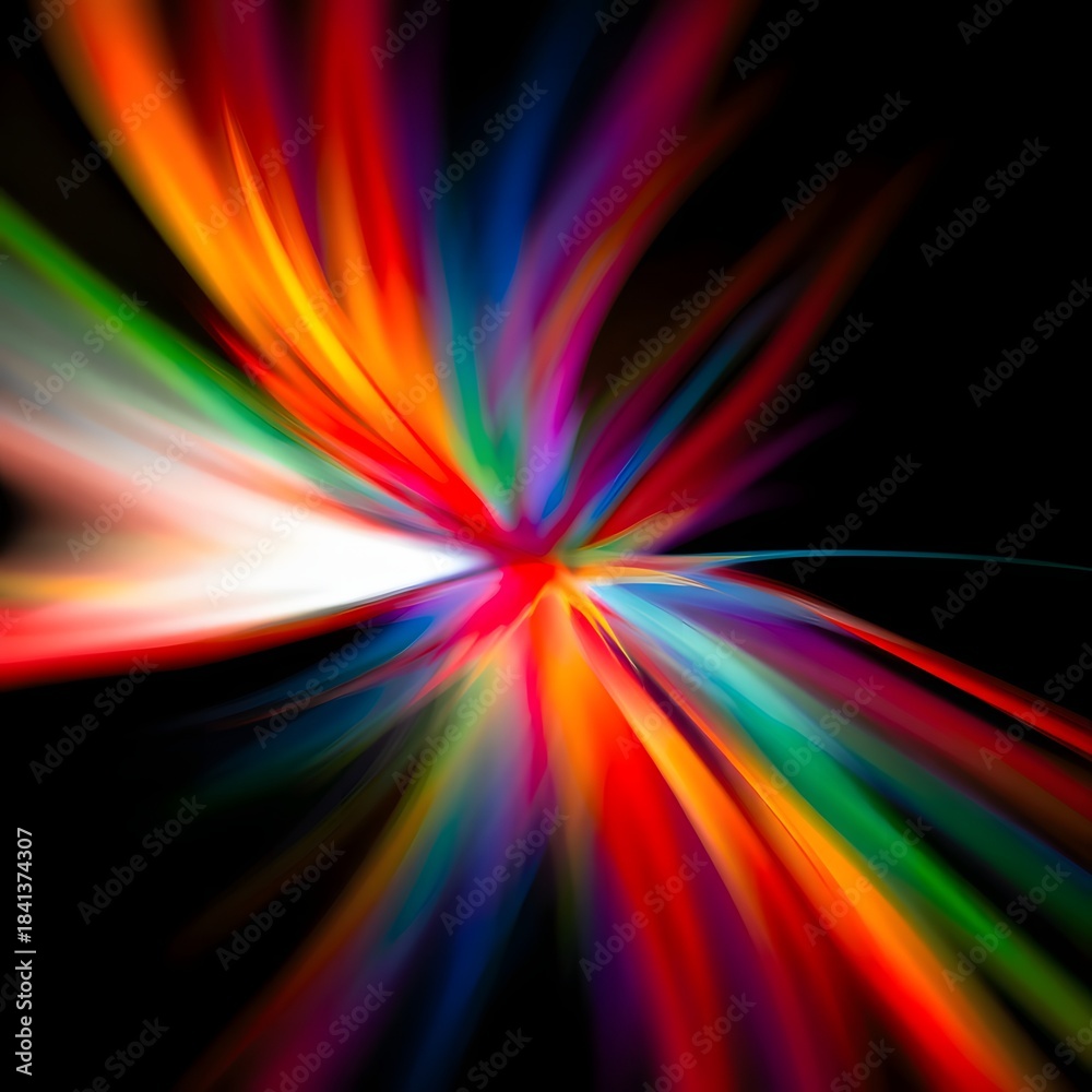 Obraz premium Explosion of vibrant colors streaking across a dark background