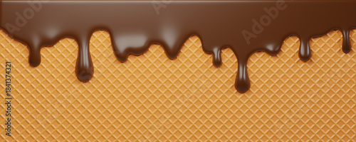 Tableau sur toile Dynamic Chocolate Splash, ice cream melt drip for dessert designs or summer graphics