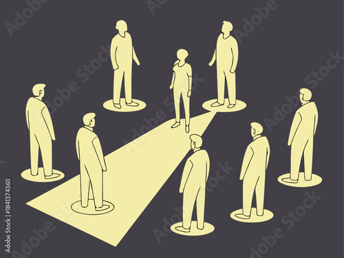 Spotlight on One Person in Group Concept: Leadership, Presentation, Attention, and Chosen Candidate